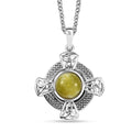D'Joy Connemara Marble 2.30 ctw Irish Line of Faith Celtic Cross Pendant in Platinum Over Sterling Silver with Stainless Steel Necklace 20 Inches - Sticky add to cart bar