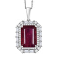 D'Joy Premium Niassa Ruby (FF) and Moissanite 12.90 ctw Art Deco Pendant Necklace in Rhodium Over Sterling Silver 20 Inches - Sticky add to cart bar