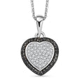 D'Joy White and Black Diamond 0.25 ctw Eternal Bond Heart Pendant Necklace in Rhodium Over Sterling Silver 20 Inches - Sticky add to cart bar