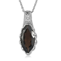 EverTrue Brazilian Smoky Quartz Pendant Necklace (20 Inches) in Stainless Steel 7.10 ctw
