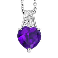 EverTrue African Amethyst 3.60 ctw Pendant Necklace in Stainless Steel 20 Inches