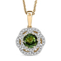 Certified & Appraised Luxoro AAA Sapo Tourmaline and I2 Diamond 1.52 ctw Pendant Necklace 20 Inches in 10K Yellow Gold - Sticky add to cart bar