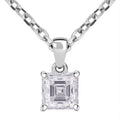 D'Joy Asscher Cut Moissanite 1.90 ctw Pendant in Rhodium Over Sterling Silver with Stainless Steel Necklace 20 Inches - Sticky add to cart bar