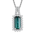 Certified & Appraised Luxoro AAA Monte Belo Indicolite and I2 Diamond 1.51 ctw Pendant Necklace in 10K White Gold 20 Inches - Sticky add to cart bar