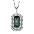 Certified & Appraised Rhapsody AAAA Monte Belo Indicolite and E-F VS Diamond 3.05 ctw Pendant Necklace in 950 Platinum 20 Inches - Sticky add to cart bar