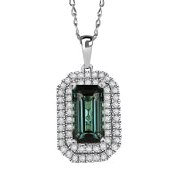 Certified & Appraised Rhapsody AAAA Monte Belo Indicolite and E-F VS Diamond 3.05 ctw Pendant Necklace in 950 Platinum 20 Inches