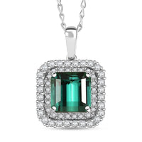 Certified & Appraised Rhapsody 950 Platinum AAAA Monte Belo Indicolite and E-F VS Diamond 3.25 ctw Pendant Necklace 20 Inches