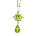 D'Joy Premium Peridot and White Zircon 2.85 ctw Pendant Necklace 20 Inches in 14K YG Over Sterling Silver - Sticky add to cart bar