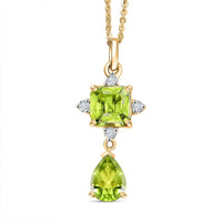 D'Joy Premium Peridot and White Zircon 2.85 ctw Pendant Necklace 20 Inches in 14K YG Over Sterling Silver