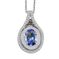 D'Joy Tanzanite, Natural Champagne and White Diamond 1.65 ctw Pendant Necklace in Rhodium Over Sterling Silver 20 Inches - Sticky add to cart bar