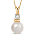 D'Joy Pearl, Lab Grown Diamond Pendant Necklace in 18K Vermeil YG Over Sterling Silver 0.10 ctw (20 Inches) - Sticky add to cart bar