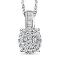 D'Joy Diamond 0.33 ctw Pendant Necklace in Rhodium Over Sterling Silver 20 Inches