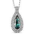 Certified & Appraised Rhapsody AAAA Monte Belo Indicolite and E-F VS Diamond 2.02 ctw Pendant Necklace in 950 Platinum 20 Inches - Sticky add to cart bar