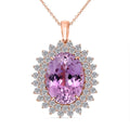 AAAA Patroke Kunzite and G-H SI Luxuriant Lab Grown Diamond 14.35 ctw Soul Bloom Pendant Necklace in 10K Rose Gold 18 Inches - Sticky add to cart bar