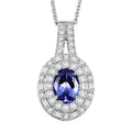 D'Joy Premium Tanzanite and Moissanite 1.75 ctw Pendant Necklace in Rhodium Over Sterling Silver 20 Inches - Sticky add to cart bar