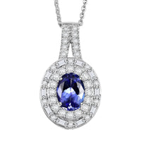 D'Joy Premium Tanzanite and Moissanite 1.75 ctw Pendant Necklace in Rhodium Over Sterling Silver 20 Inches