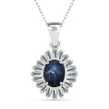 D'Joy Premium Blue Star Sapphire (DF) and Moissanite 3.15 ctw Celestial Crown Pendant Necklace in Rhodium Over Sterling Silver 20 Inches - Sticky add to cart bar