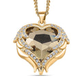 White Aurora Borealis Glass and Austrian Crystal Heart Pendant Necklace in Silvertone 24-26 Inches - Sticky add to cart bar