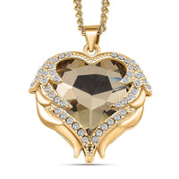White Aurora Borealis Glass and Austrian Crystal Heart Pendant Necklace in Silvertone 24-26 Inches
