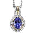 D'Joy Tanzanite, Natural Yellow and White Diamond 1.50 ctw Art Deco Pendant Necklace in Rhodium Over Sterling Silver 20 Inches - Sticky add to cart bar