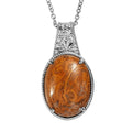 EverTrue Indian Script Stone Pendant Necklace in Stainless Steel 12.00 ctw (20 Inches) - Sticky add to cart bar