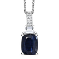 D'Joy Premium Kashmir Kyanite and Moissanite 2.90 ctw The Midnight Tide Pendant Necklace in Rhodium Over Sterling Silver 20 Inches
