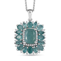 D'Joy Premium Grandidierite and White Zircon Art Deco Floral Pendant Necklace in Rhodium Over Sterling Silver 20 Inches - Sticky add to cart bar