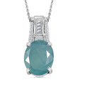 D'Joy Premium Grandidierite and Moissanite 4.70 ctw Art Deco Pendant Necklace in Rhodium Over Sterling Silver 20 Inches - Sticky add to cart bar
