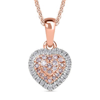 D'Joy Natural Pink and White Diamond I3 0.25 ctw Heart Pendant Necklace in 18K Vermeil Rose Gold Over Sterling Silver 20 Inches