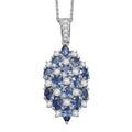 D'Joy Ceylon Blue Sapphire, White Zircon Pendant Necklace (20 Inches) in Rhodium Over Sterling Silver 4.15 ctw - Sticky add to cart bar