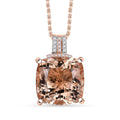 Luxoro Asscher Cut AAA Marropino Morganite, 2Natural Pink and White Diamond I2 11.60 ctw Pendant Necklace in 14K Rose Gold 20 Inches - Sticky add to cart bar