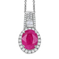 Luxoro AAA Montepuez Ruby and G-H I2 Diamond 3.40 ctw Classic Halo Pendant Necklace in 10K White Gold 20 Inches - Sticky add to cart bar