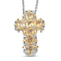 EverTrue Brazilian Citrine Cross Pendant in 18K YG Plated and Platinum Bond with Stainless Steel Necklace (20 Inches) 4.65 ctw - Sticky add to cart bar