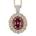 Luxoro AAAA Rubellite, Natural Yellow and White Diamond 2.65 ctw Empress Flame Pendant Necklace in 14K Yellow Gold 20 Inches - Sticky add to cart bar