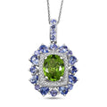 D'Joy Hebei Peridot and Multi Gemstone 4.50 ctw Pendant Necklace in Rhodium Over Sterling Silver 20 Inches - Sticky add to cart bar