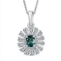D'Joy Lagoon Tourmaline and Moissanite 1.10 ctw Pendant Necklace in Rhodium Over Sterling Silver 20 Inches