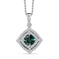Certified & Appraised Luxoro AAA Pirineu Lagoon Tourmaline and I2 Diamond 1.21 ctw Pendant Necklace 20 Inches in 10K White Gold 4.94 Grams - Sticky add to cart bar