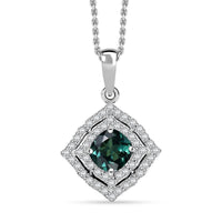 Certified & Appraised Luxoro AAA Pirineu Lagoon Tourmaline and I2 Diamond 1.21 ctw Pendant Necklace 20 Inches in 10K White Gold 4.94 Grams
