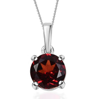 D'Joy Mozambique Garnet Pendant Necklace (20 Inches) in Rhodium Over Sterling Silver 1.50 ctw