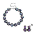 White Shell Pearl Bracelet (7.75-9.75In) and Stud Earrings in Stainless Steel - Sticky add to cart bar