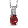 D'Joy Mozambique Garnet and White Zircon 1.10 ctw Pendant Necklace in Rhodium Over Sterling Silver 20 Inches - Sticky add to cart bar