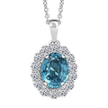 Certified & Appraised AAA Cambodian Blue Zircon and Luxuriant Lab Grown Diamond G-H SI 2.92 ctw Pendant Necklace 20 inches - Sticky add to cart bar