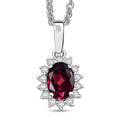 D'Joy Orissa Rhodolite Garnet and White Zircon 0.80 ctw Pendant Necklace in Rhodium Over Sterling Silver 20 Inches - Sticky add to cart bar