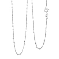 Italian Set of 2 Diamond-cut Chain Necklace in Rhodium Over Sterling Silver 2.34 Grams 18 Inches