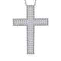 Luxuriant Lab Grown Diamond Cross Pendant Necklace in Rhodium Over Sterling Silver 1.00 ctw  (20 Inches) - Sticky add to cart bar