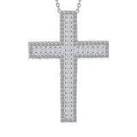 Luxuriant Lab Grown Diamond Cross Pendant Necklace in Rhodium Over Sterling Silver 1.00 ctw  (20 Inches)