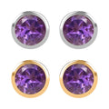Set of 2 - D'Joy Poke Free African Amethyst 0.94 ctw Stud Earrings in 18K Vermeil YG and Rhodium Over Sterling Silver - Sticky add to cart bar