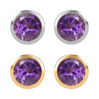 Set of 2 - D'Joy Poke Free African Amethyst 0.94 ctw Stud Earrings in 18K Vermeil YG and Rhodium Over Sterling Silver