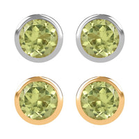Set of 2 - D'Joy Poke Free Peridot 1.17 ctw Stud Earrings in 18K Vermeil YG and Rhodium Over Sterling Silver