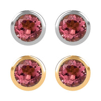 Set of 2 - D'Joy Poke Free Morro Redondo Pink Tourmaline 1.10 ctw Stud Earrings in 18K Vermeil YG and Rhodium Over Sterling Silver